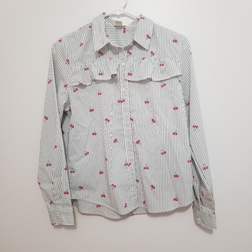 Forever 21 Stripped Long Sleeve Shirt with Button